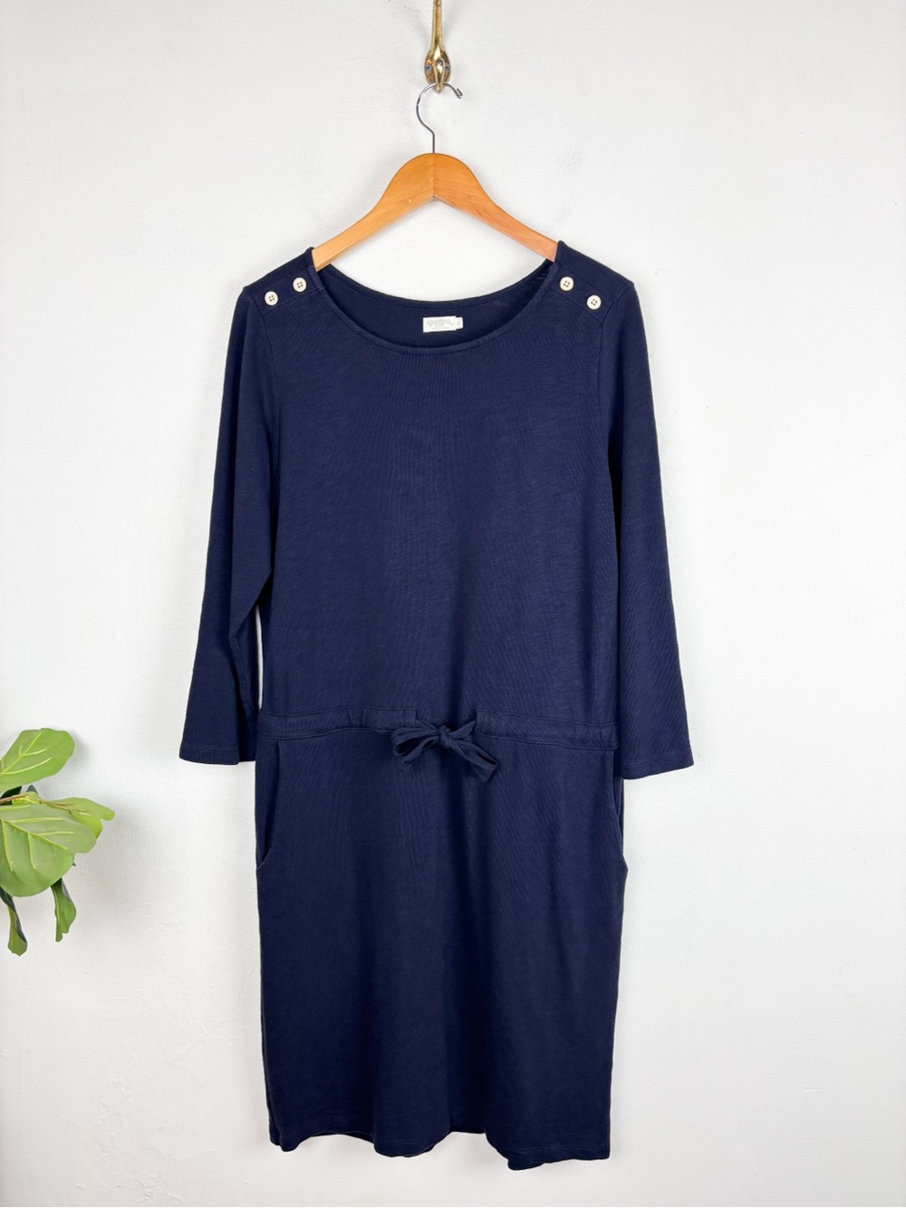 Spartina 449 Navy Blue Cotton Drawstring Dress Sz M